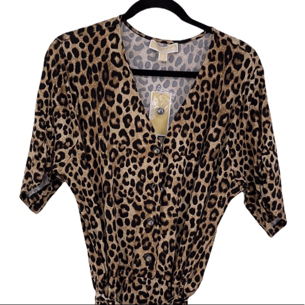 Michael Kors Dark Camel Animal Print Plus Size Jumpsuit Sz:OX